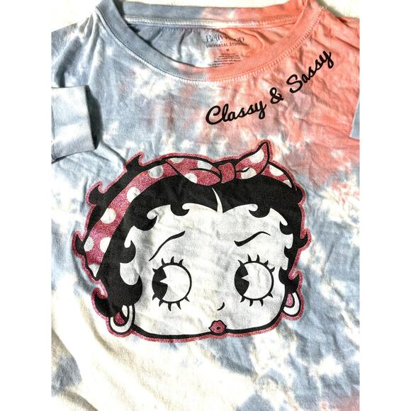 Betty Boop Tie Dye Crop Top “Classy & Sassy” Long Sleeve M - Picture 5 of 6